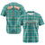 Custom Aqua Green Personalized Plaid Design Authentic Baseball Jersey