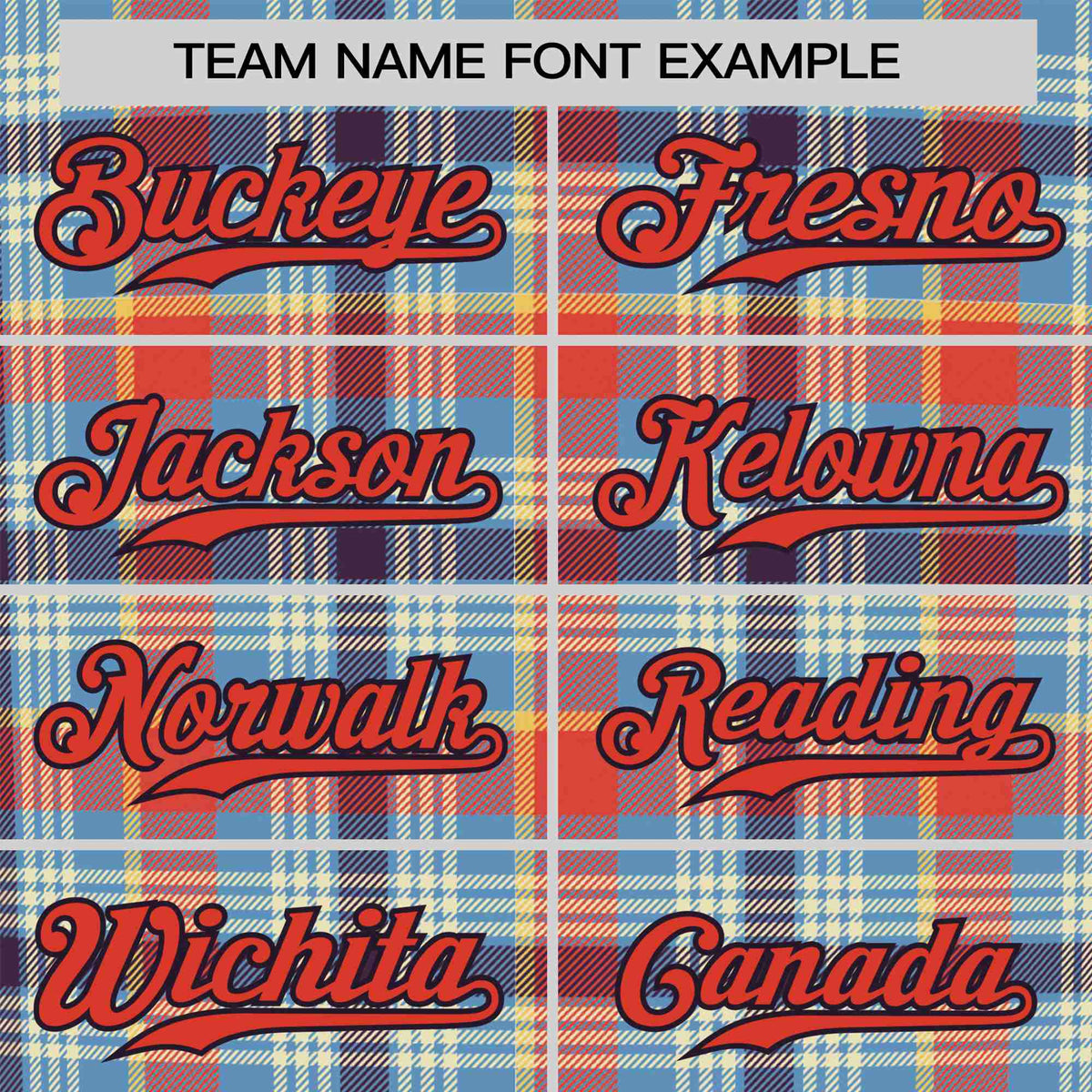 Custom Light Blue Orange Personalized Plaid Design Authentic Baseball Jersey