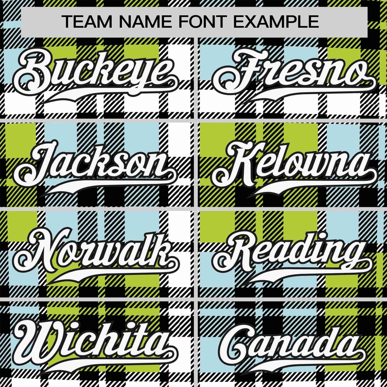 Custom Neon Green Light Blue Personalized Plaid Design Authentic Baseball Jersey