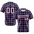 Custom Navy Pink Personalized Plaid Design Authentic Baseball Jersey