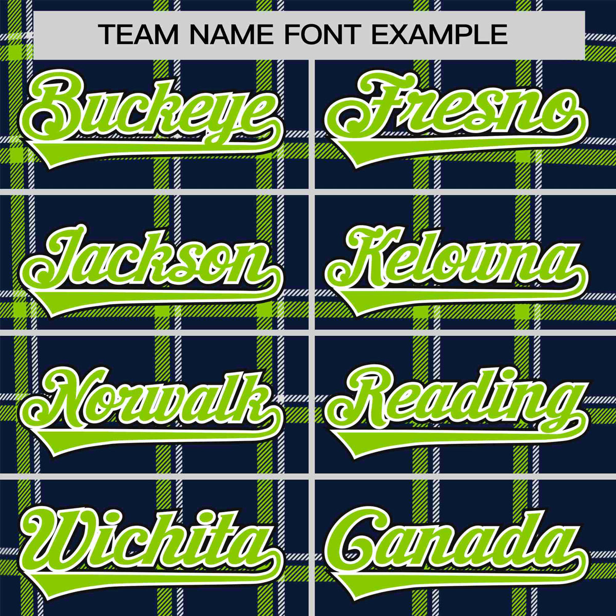 Custom Navy Neon Green Personalized Plaid Design Authentic Baseball Jersey