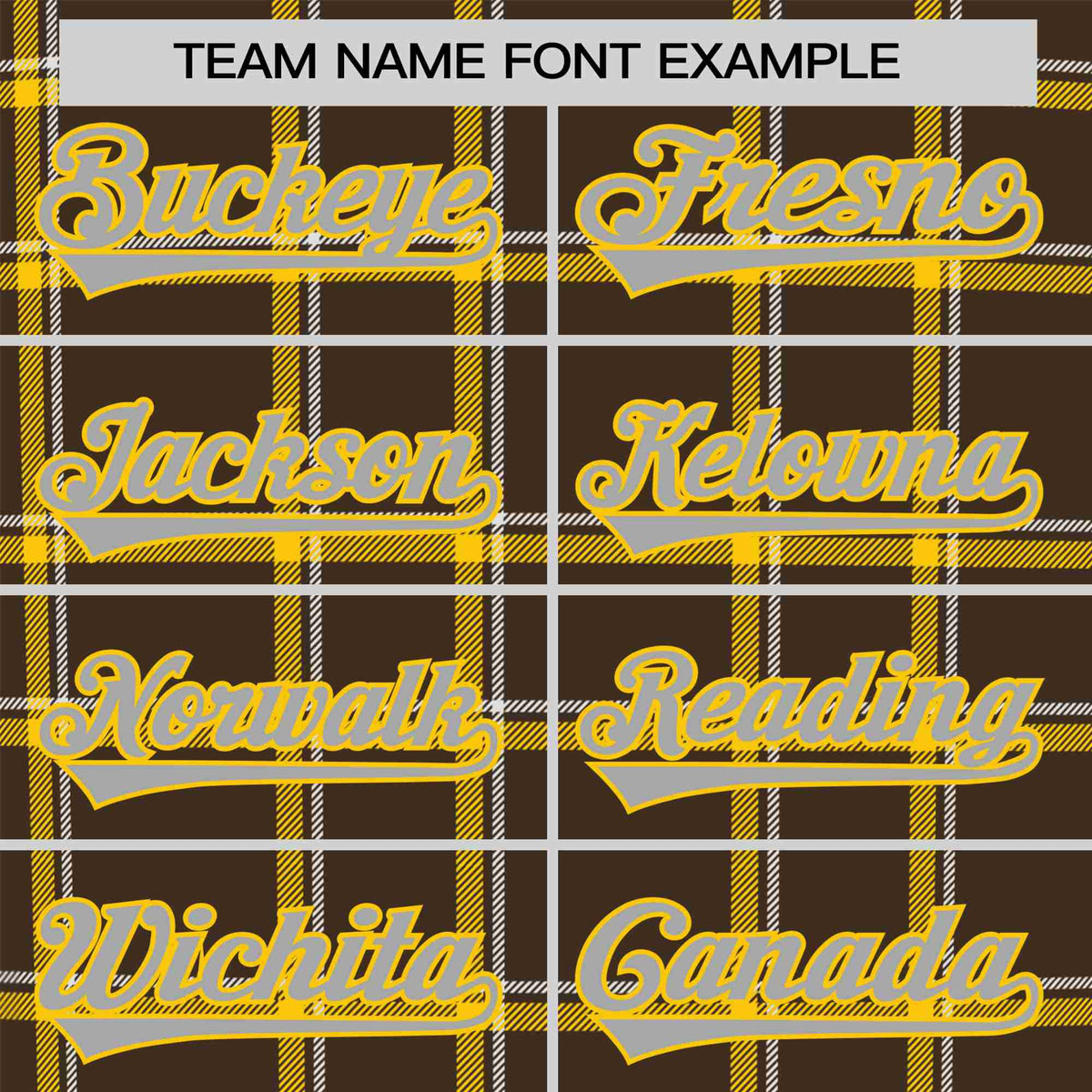 Custom Brown Yellow Personalized Plaid Design Authentic Baseball Jersey
