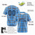 Custom Powder Blue Navy Personalized Plaid Design Authentic Baseball Jersey