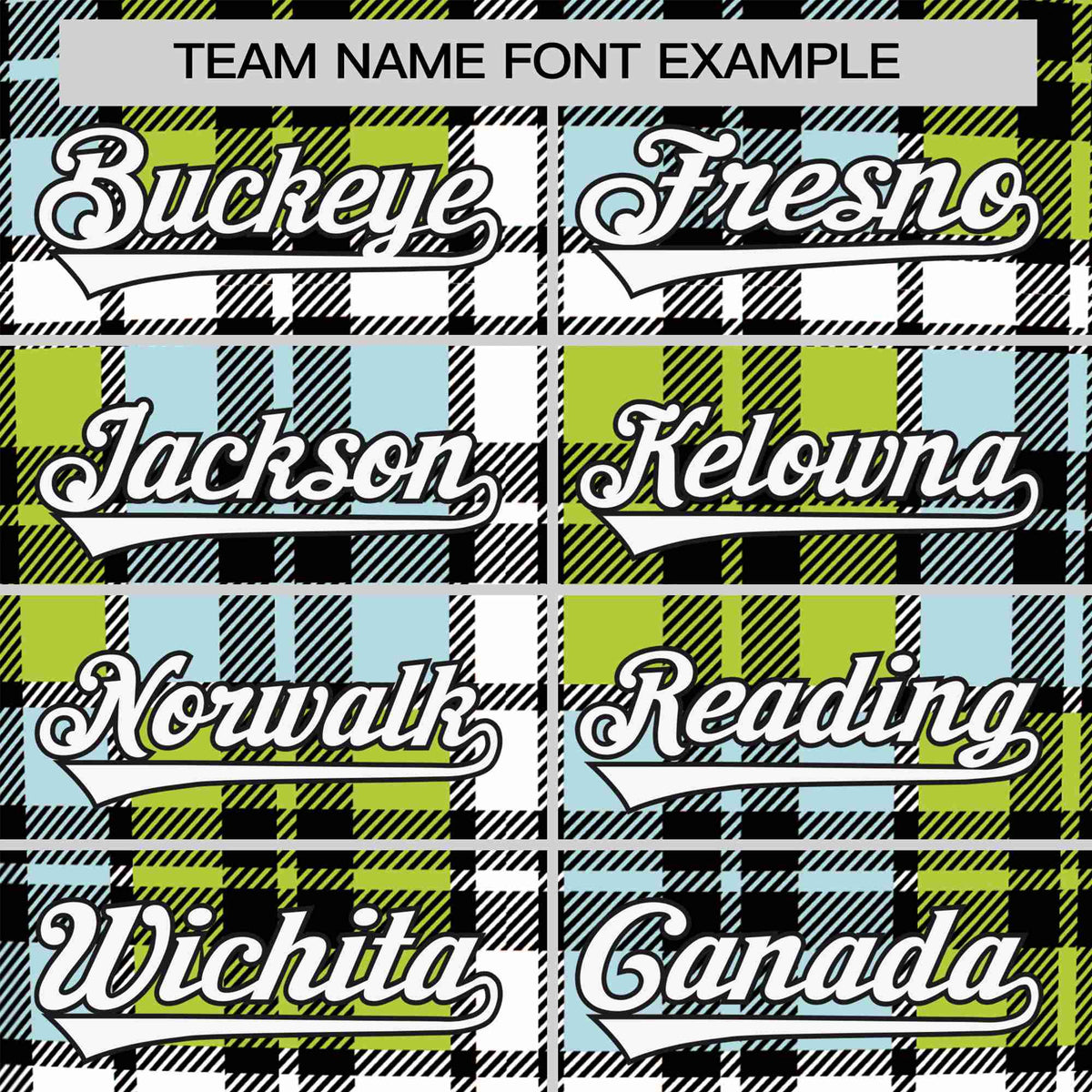Custom Neon Green Light Blue Personalized Plaid Design Authentic Baseball Jersey