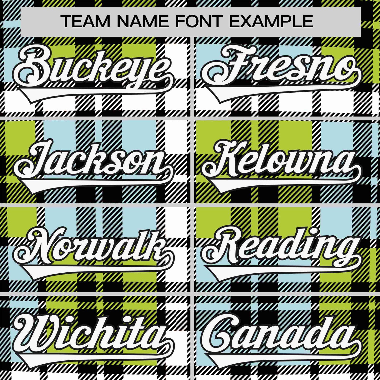 Custom Neon Green Light Blue Personalized Plaid Design Authentic Baseball Jersey