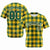 Custom Yellow Green Personalized Plaid Design Authentic Baseball Jersey