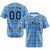 Custom Powder Blue Navy Personalized Plaid Design Authentic Baseball Jersey