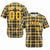 Custom Yellow Dark Gray Personalized Plaid Design Authentic Baseball Jersey