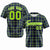 Custom Navy Neon Green Personalized Plaid Design Authentic Baseball Jersey