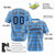 Custom Powder Blue Navy Personalized Plaid Design Authentic Baseball Jersey