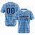 Custom Powder Blue Navy Personalized Plaid Design Authentic Baseball Jersey