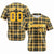 Custom Yellow Dark Gray Personalized Plaid Design Authentic Baseball Jersey