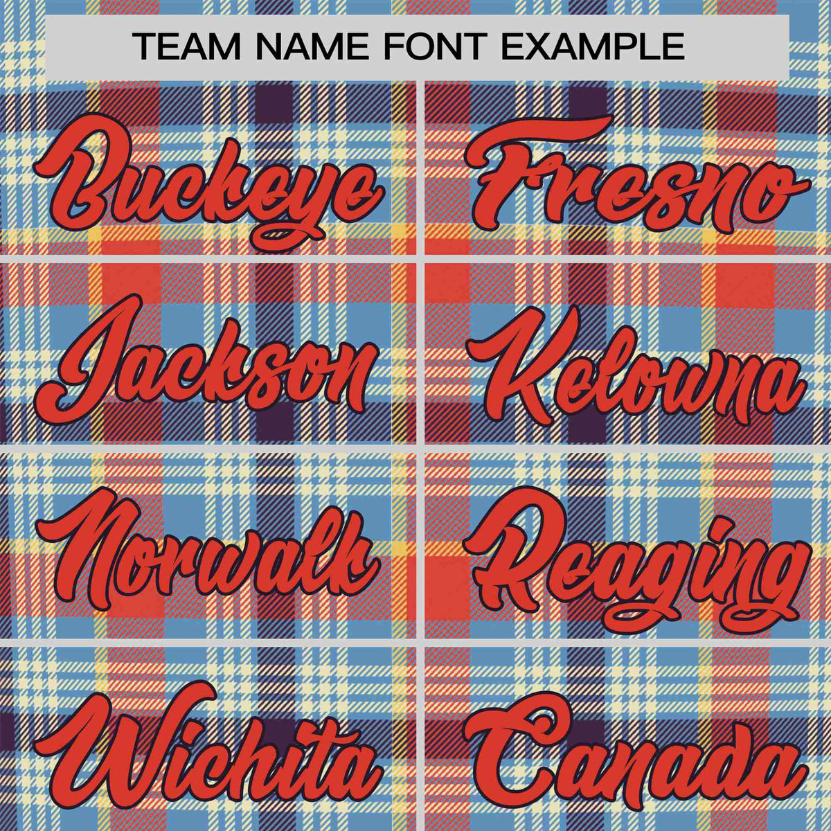 Custom Light Blue Orange Personalized Plaid Design Authentic Baseball Jersey