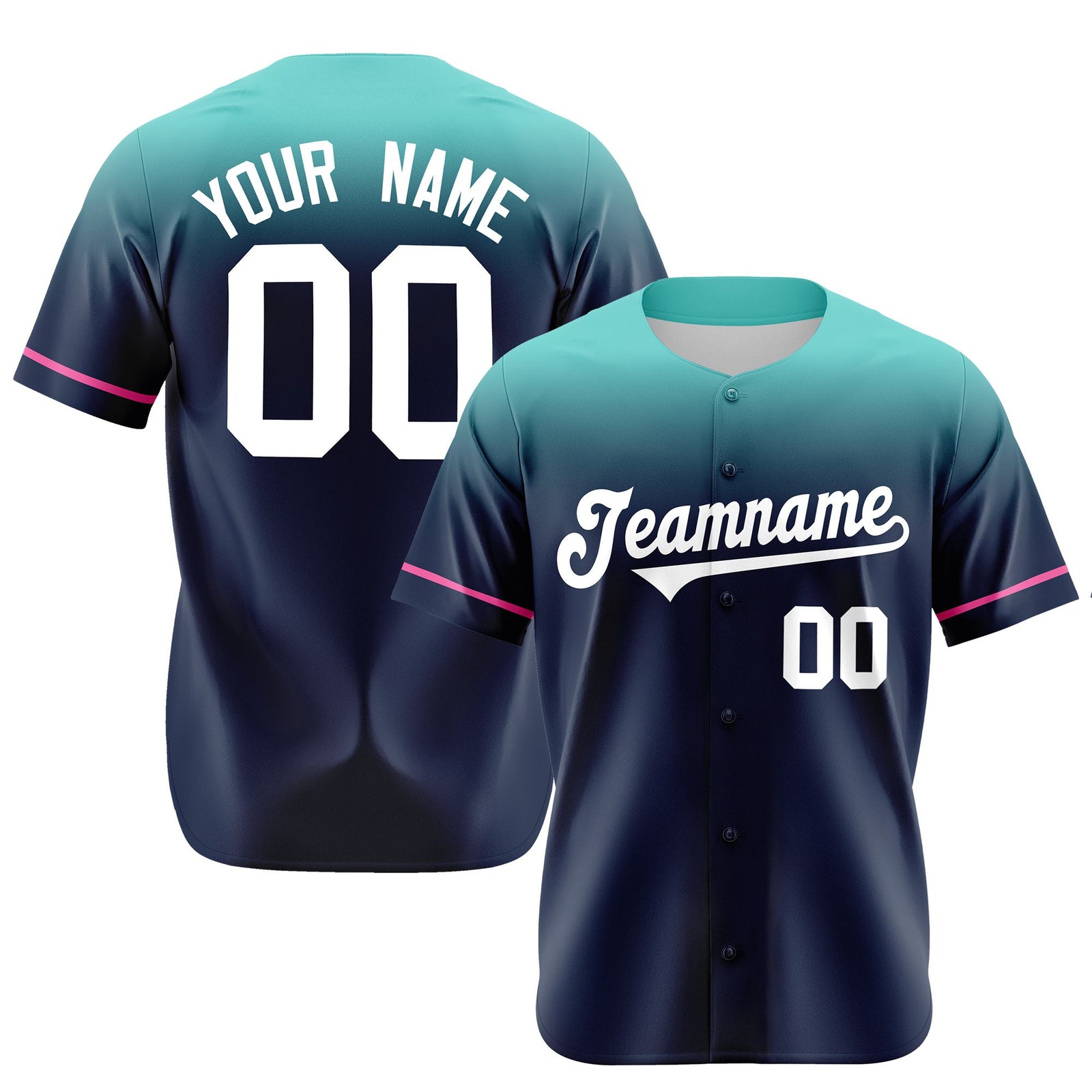 Custom Navy Teal Gradient Fashion Design Authentic Baseball Jersey