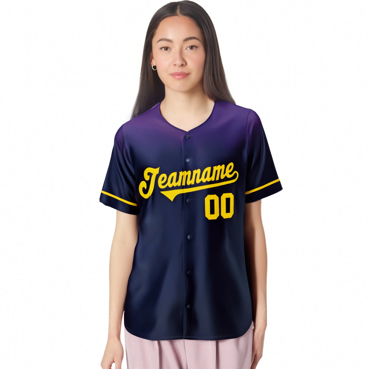 Custom Navy Purple Gradient Fashion Design Authentic Baseball Jersey
