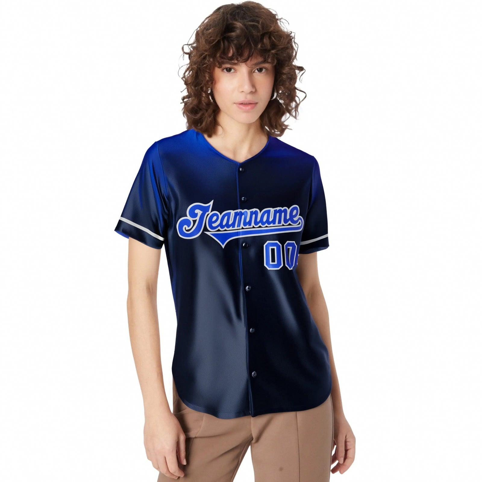 Custom Navy Royal Blue Gradient Fashion Design Authentic Baseball Jersey