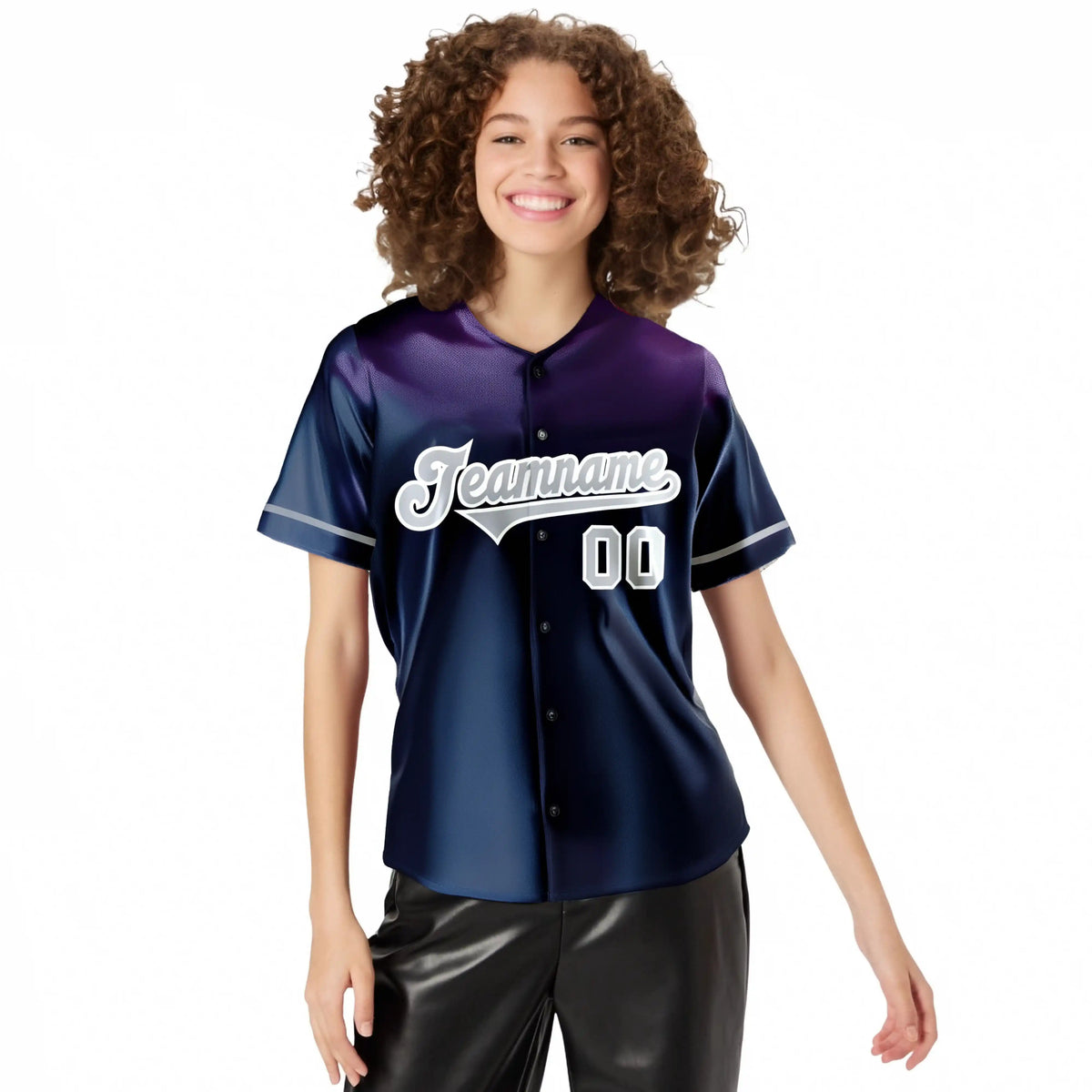 Custom Navy Purple Gradient Fashion Design Authentic Baseball Jersey