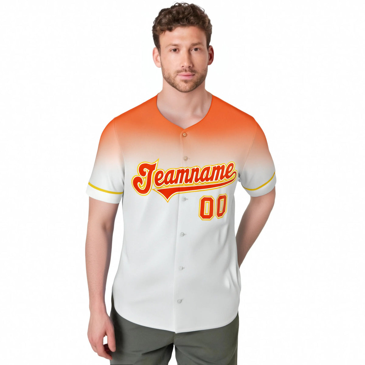 Custom White Orange Gradient Fashion Design Authentic Baseball Jersey