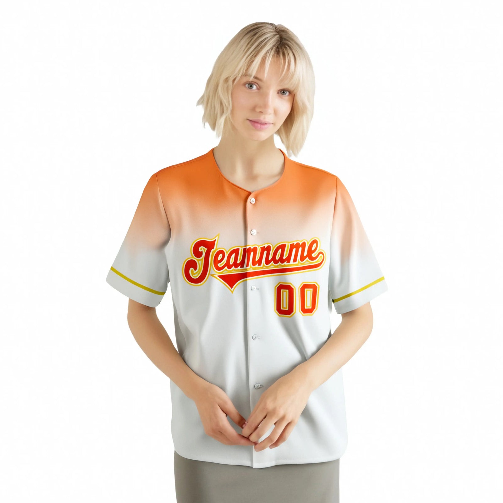 Custom White Orange Gradient Fashion Design Authentic Baseball Jersey