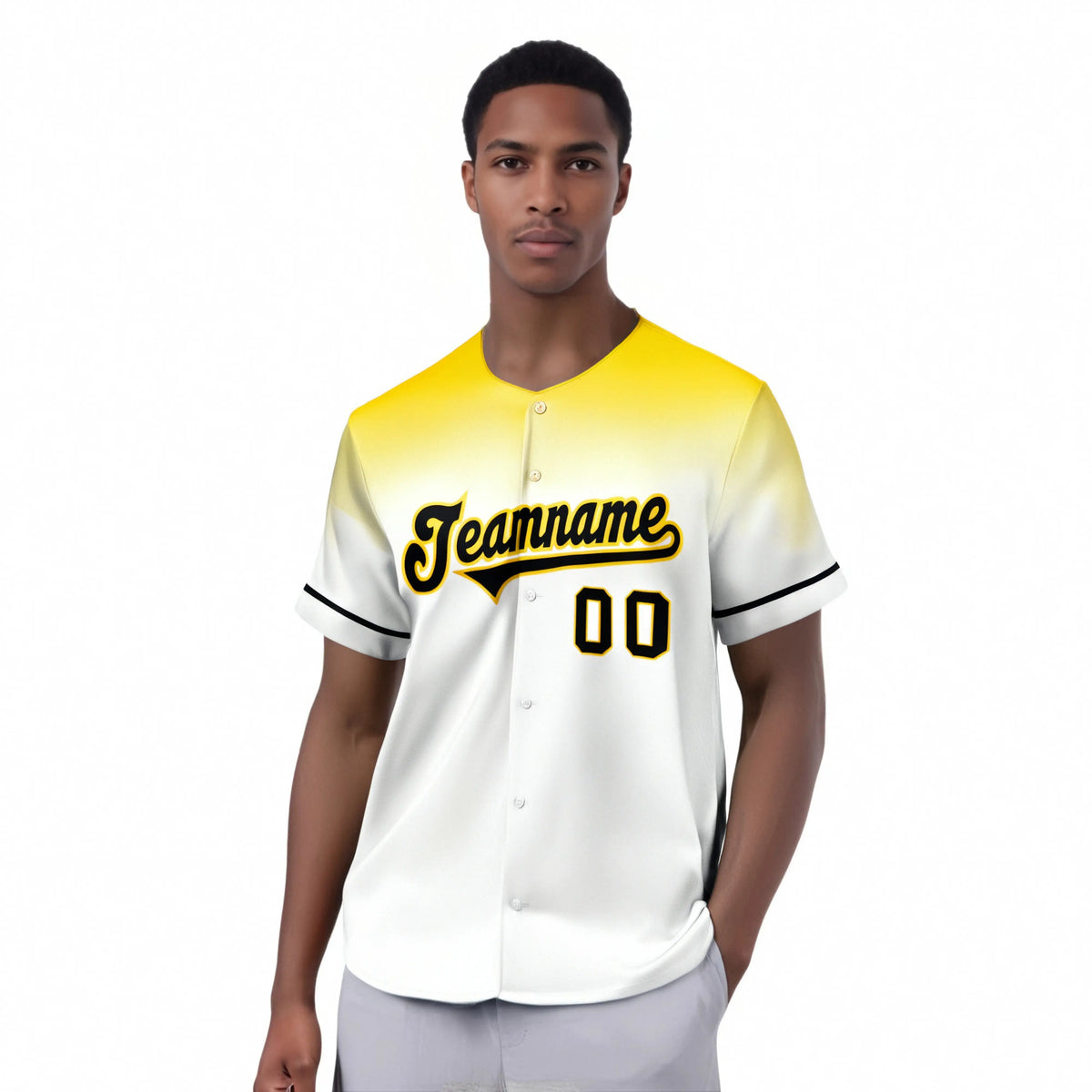 Custom White Gold Gradient Fashion Design Authentic Baseball Jersey