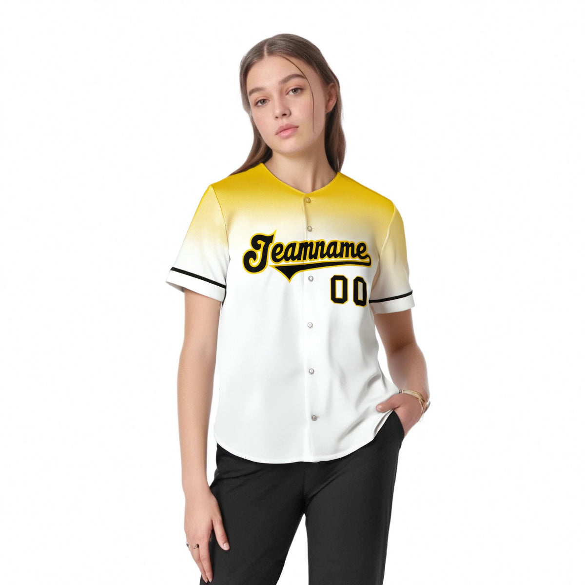 Custom White Gold Gradient Fashion Design Authentic Baseball Jersey