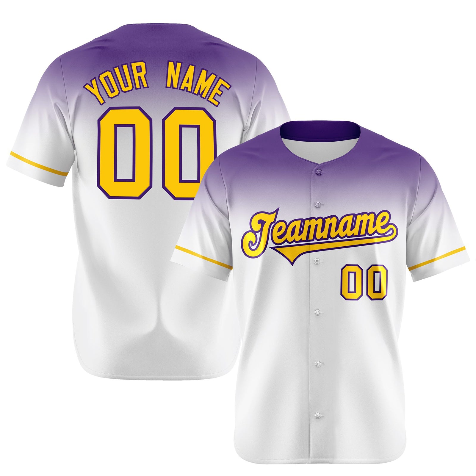 Custom White Purple Gradient Fashion Design Authentic Baseball Jersey
