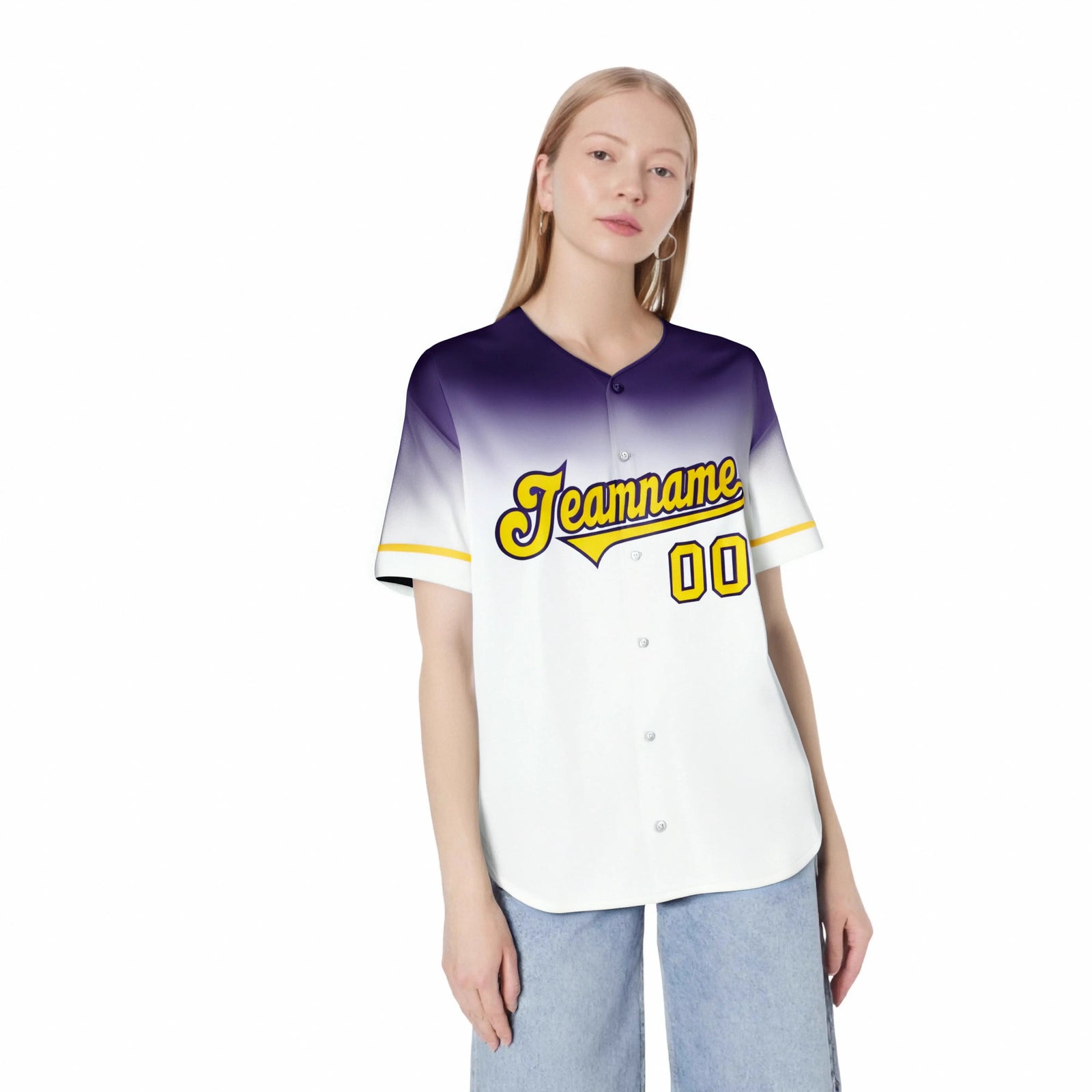 Custom White Purple Gradient Fashion Design Authentic Baseball Jersey