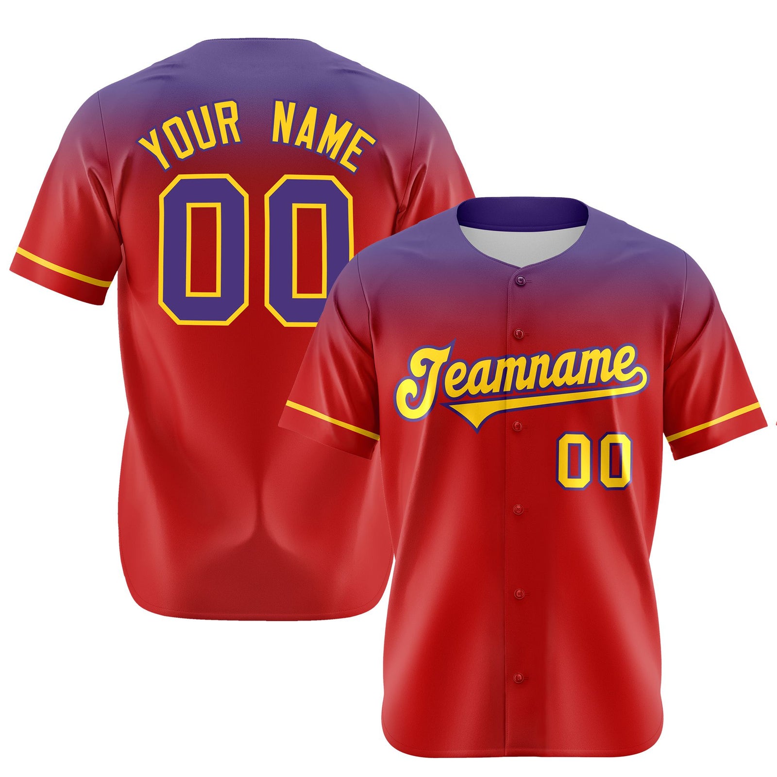 Custom Red Purple Gradient Fashion Design Authentic Baseball Jersey