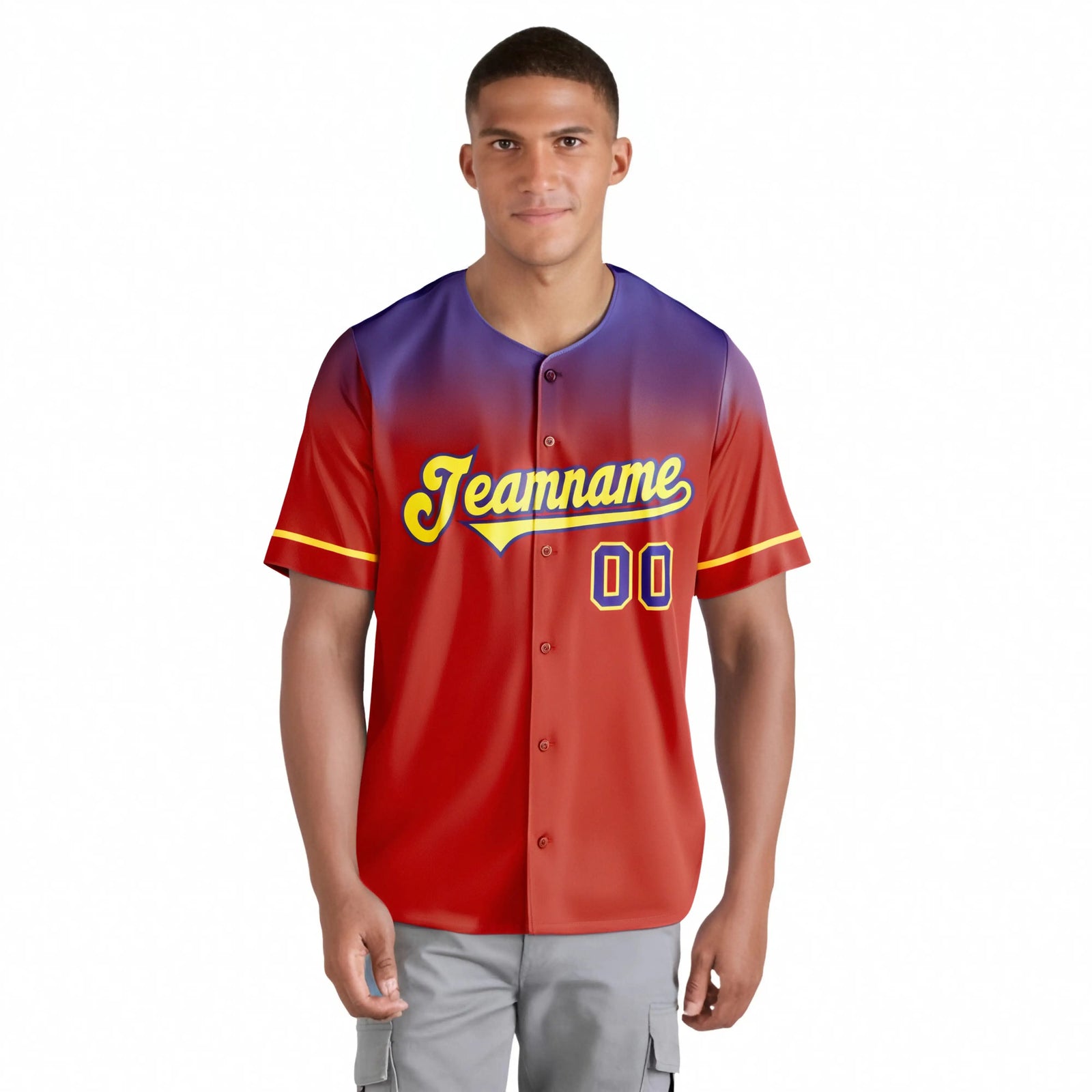 Custom Red Purple Gradient Fashion Design Authentic Baseball Jersey