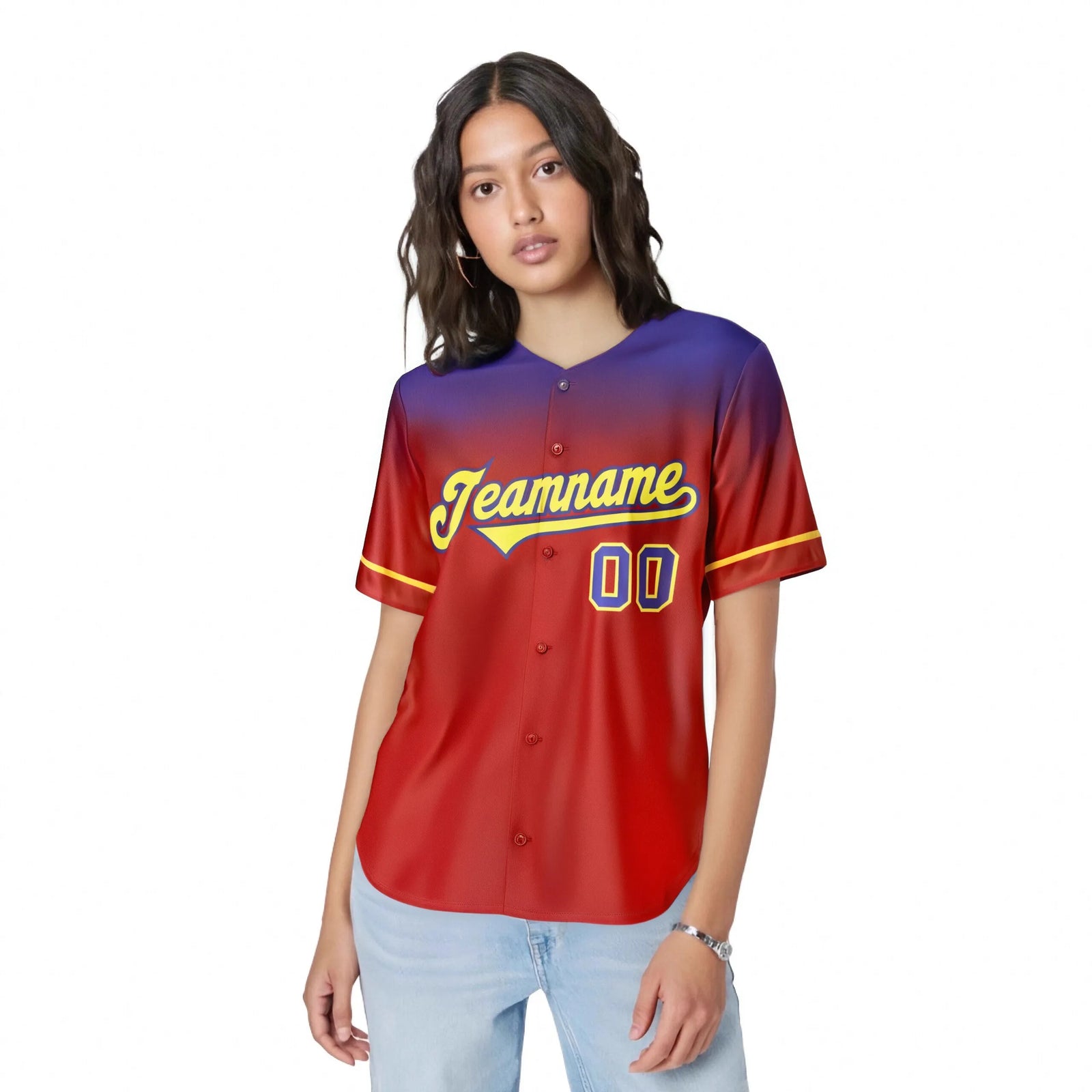 Custom Red Purple Gradient Fashion Design Authentic Baseball Jersey