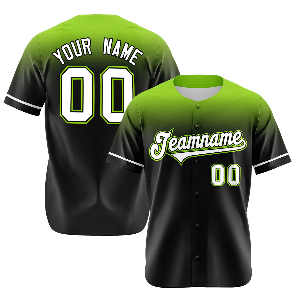 Custom Navy Neon Green Gradient Fashion Design Authentic Baseball Jersey