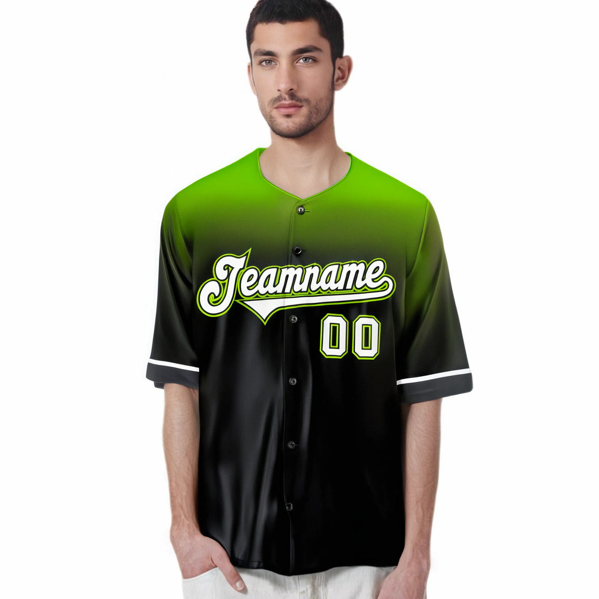 Custom Navy Neon Green Gradient Fashion Design Authentic Baseball Jersey