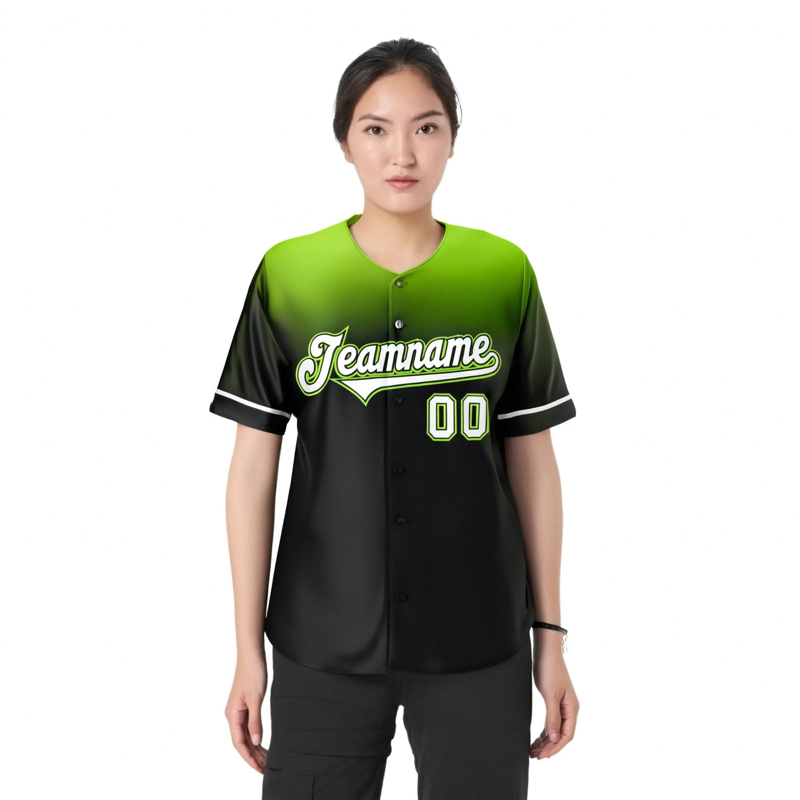 Custom Navy Neon Green Gradient Fashion Design Authentic Baseball Jersey