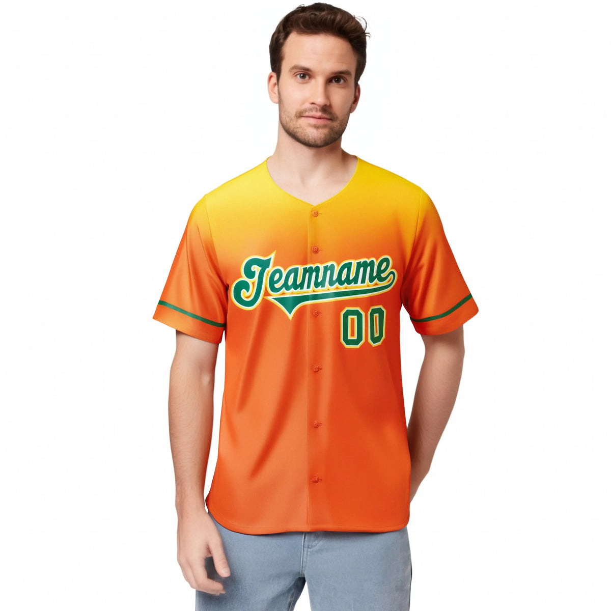 Custom Orange Yellow Gradient Fashion Design Authentic Baseball Jersey