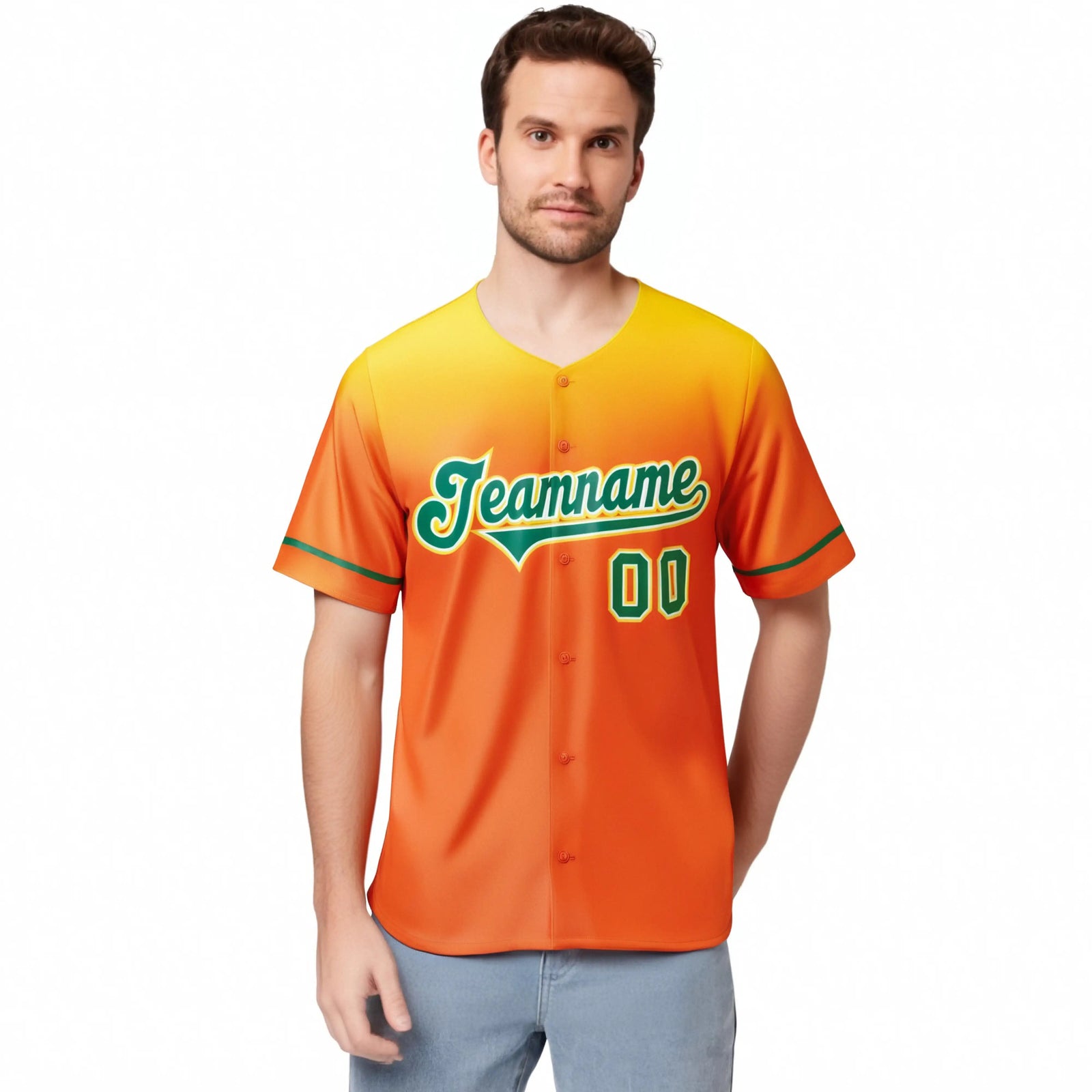 Custom Orange Yellow Gradient Fashion Design Authentic Baseball Jersey
