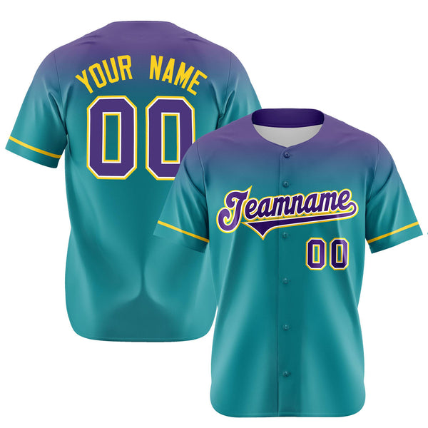 Custom Aqua Purple Gradient Fashion Design Authentic Baseball Jersey