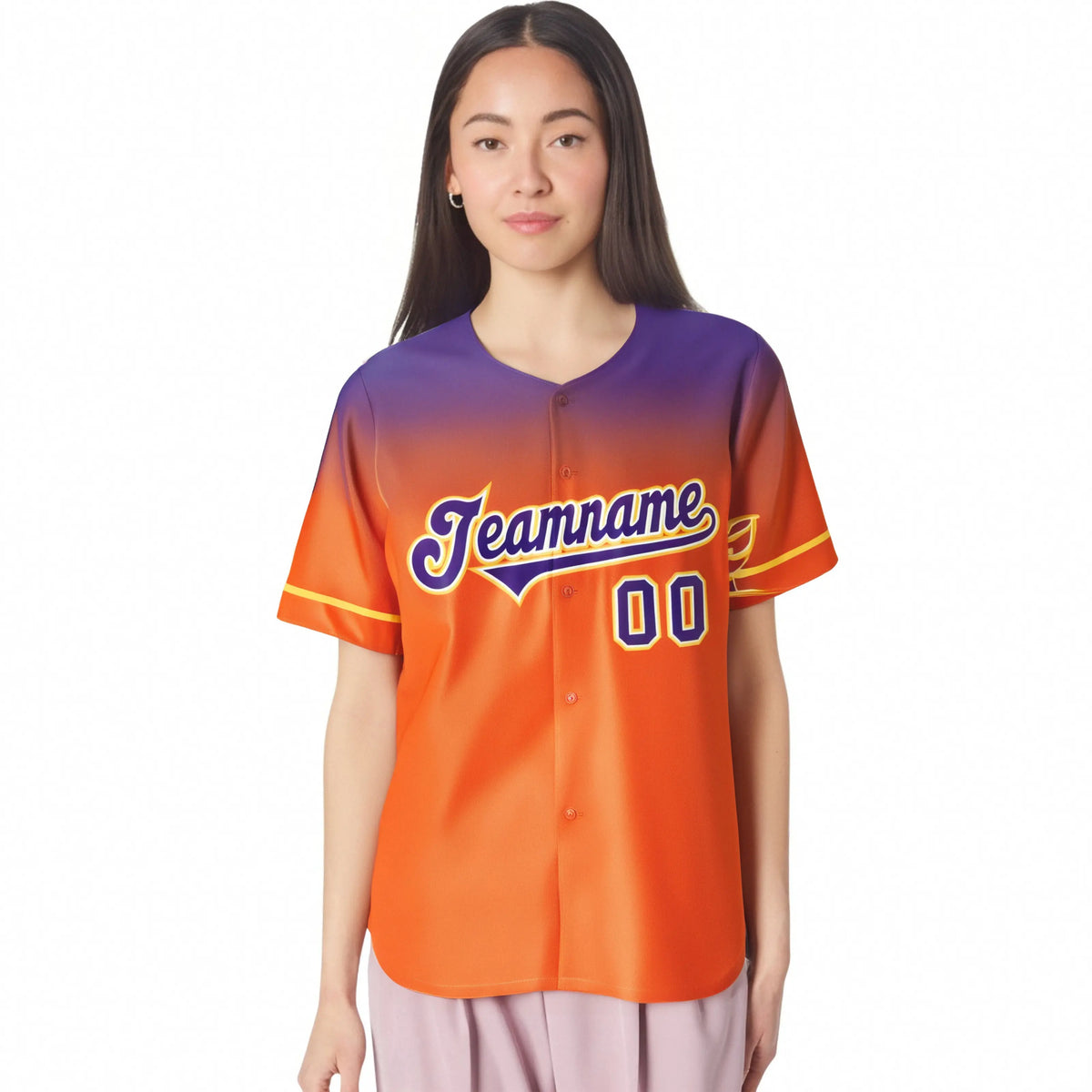 Custom Orange Purple Gradient Fashion Design Authentic Baseball Jersey