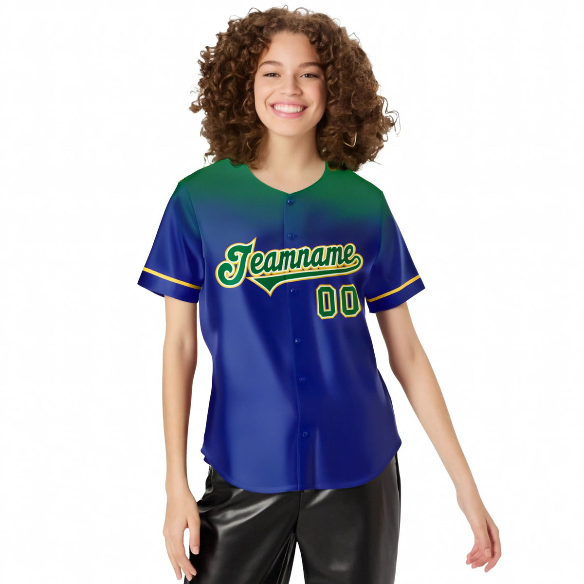 Custom Royal Blue Kelly Green Gradient Fashion Design Authentic Baseball Jersey