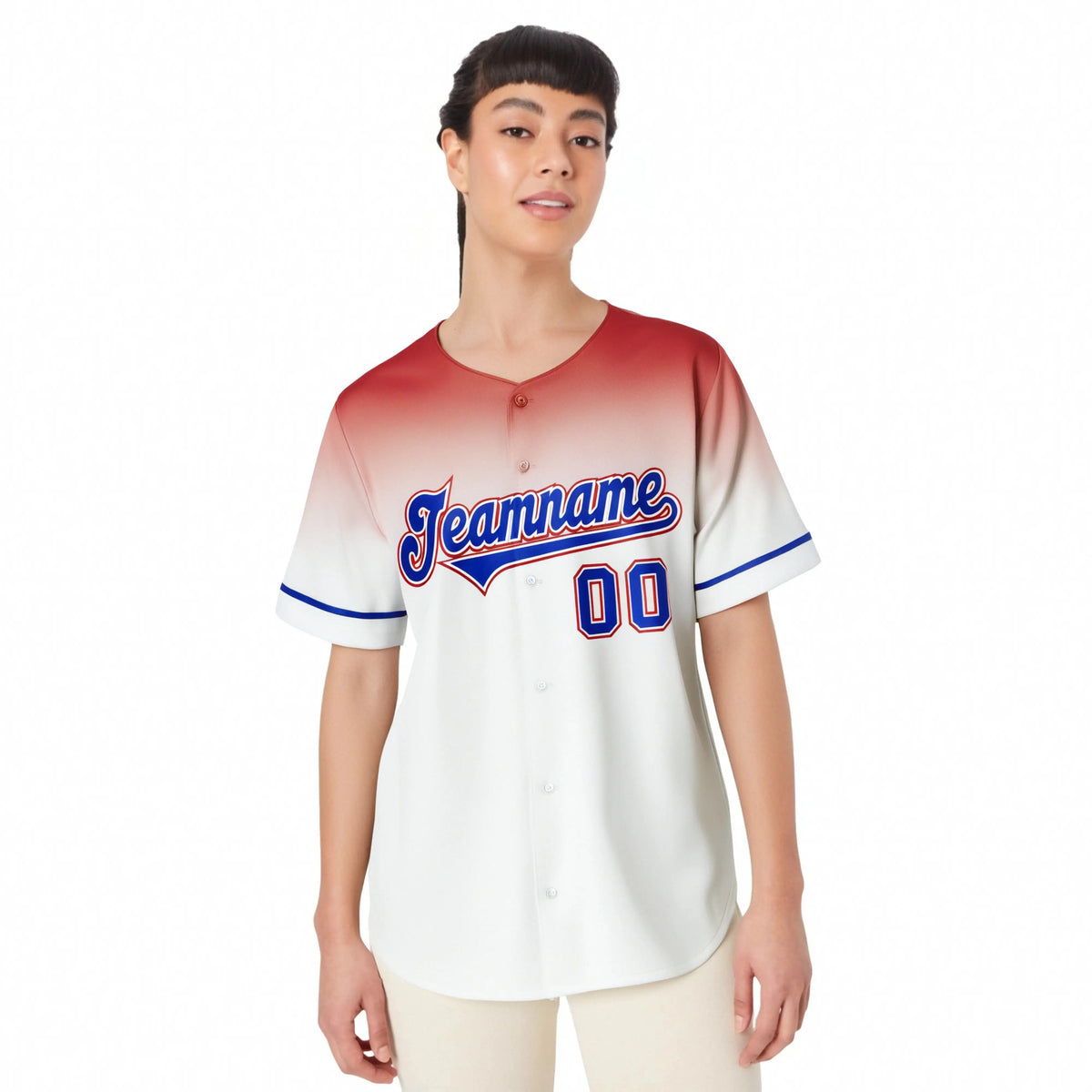 Custom White Red Gradient Fashion Design Authentic Baseball Jersey