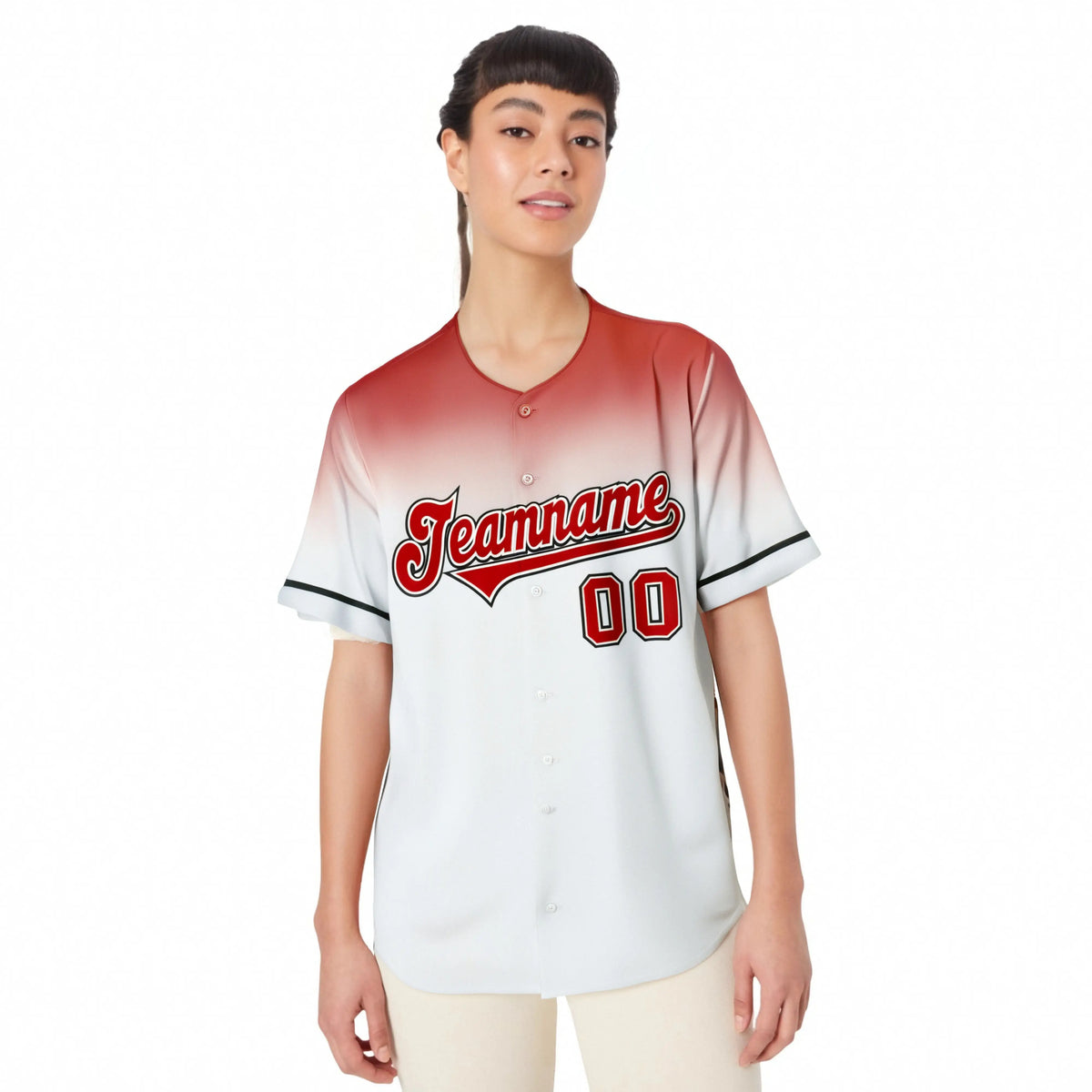 Custom White Red Gradient Fashion Design Authentic Baseball Jersey