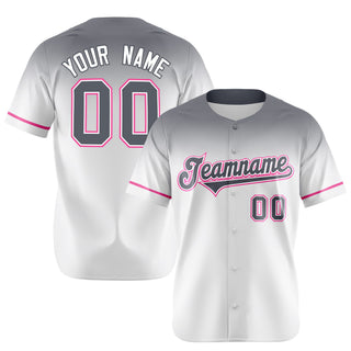 Custom White Dark Gray Gradient Fashion Design Authentic Baseball Jersey - Style 1