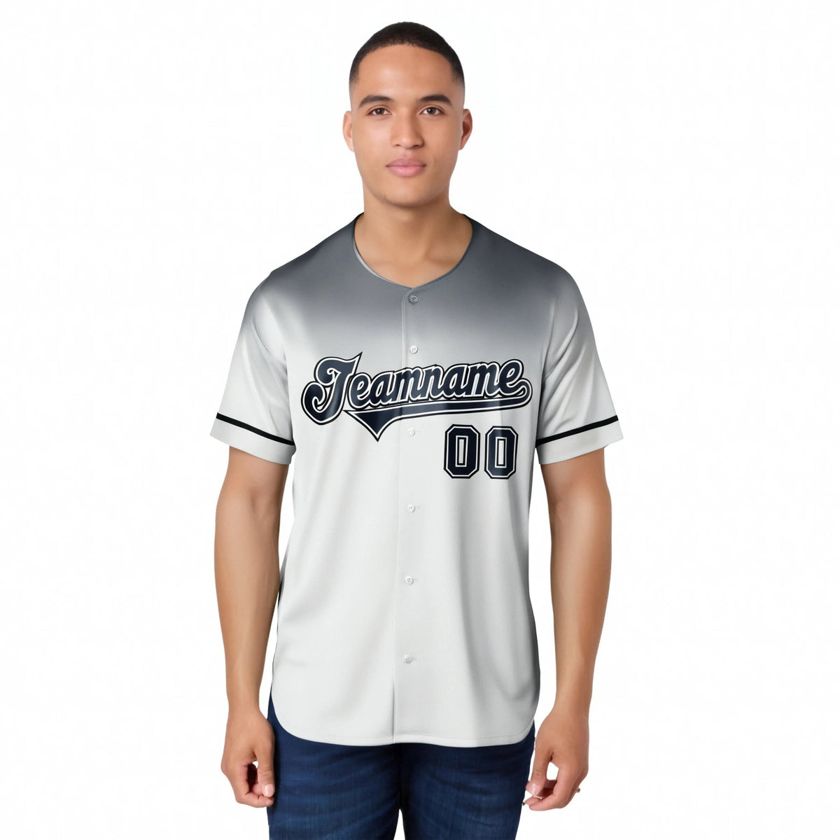 Custom White Gray Gradient Fashion Design Authentic Baseball Jersey