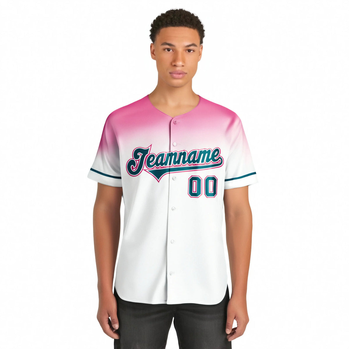 Custom White Light Pink Gradient Fashion Design Authentic Baseball Jersey