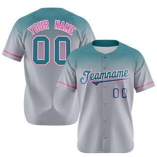 Custom Gray Aqua Gradient Fashion Design Authentic Baseball Jersey - Style 1