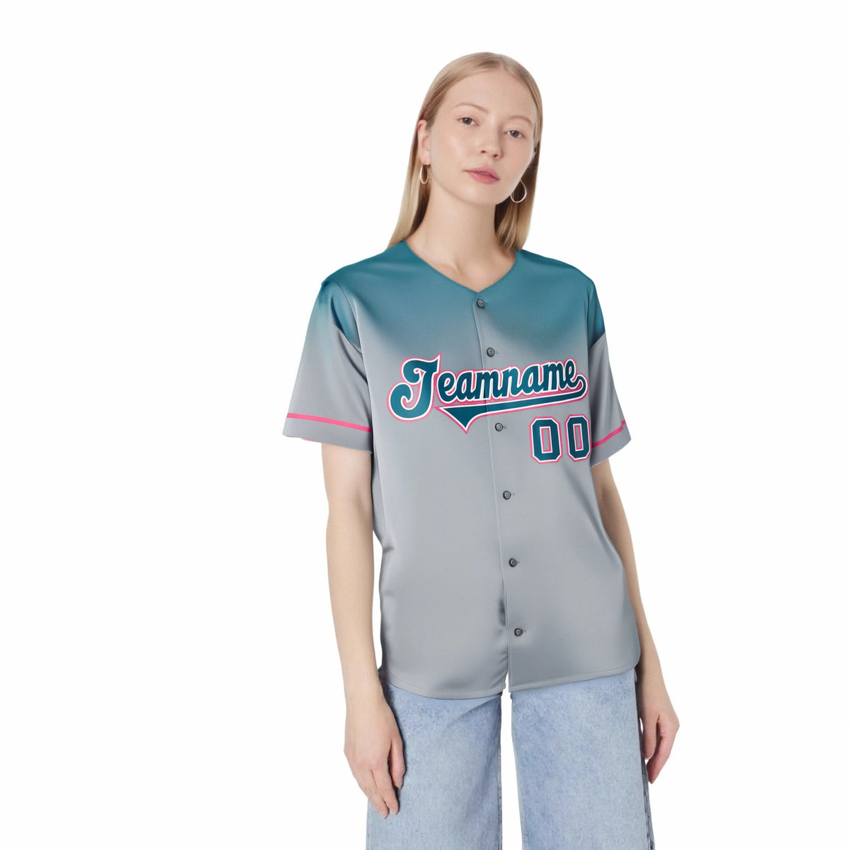 Custom Gray Aqua Gradient Fashion Design Authentic Baseball Jersey