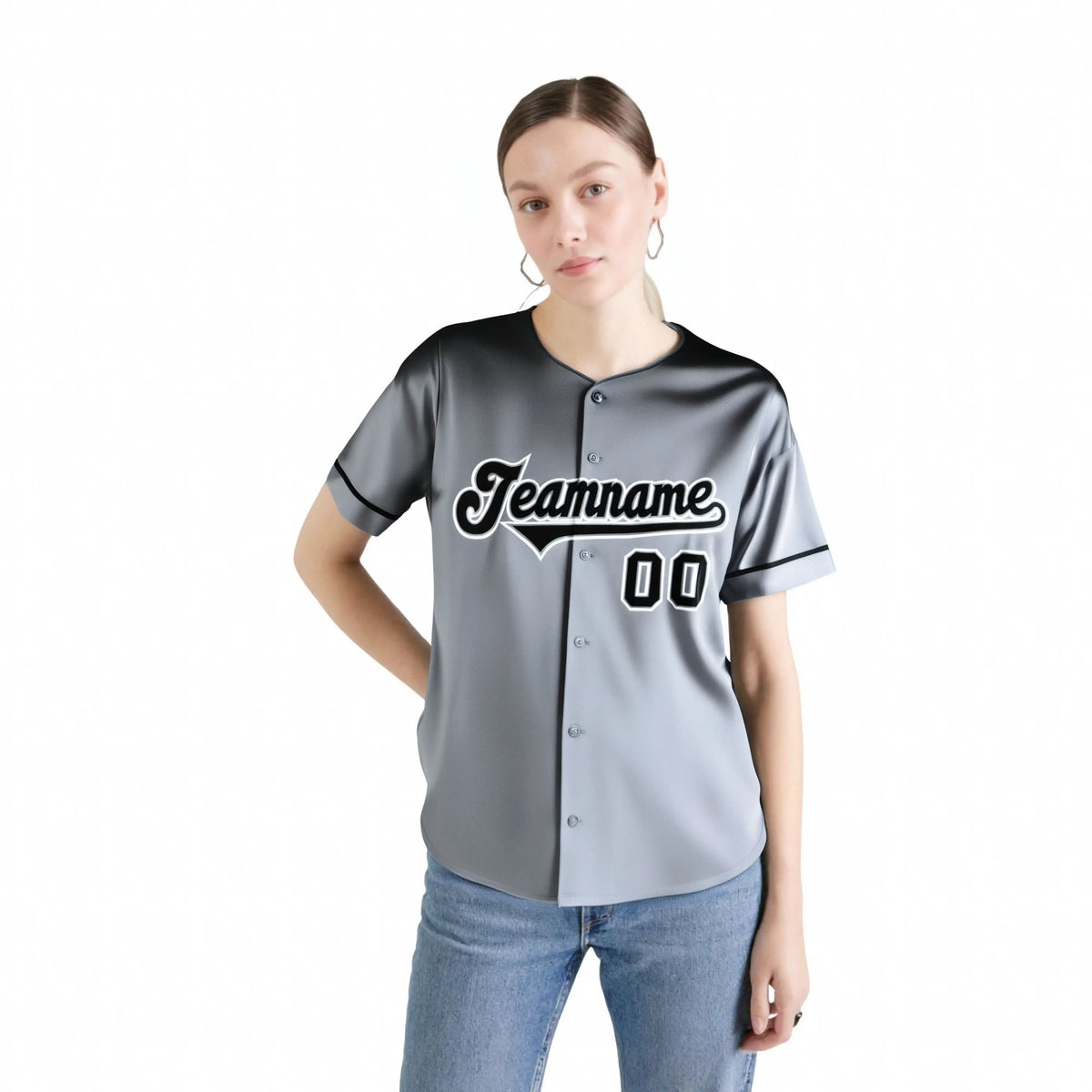 Custom Gray Black Gradient Fashion Design Authentic Baseball Jersey