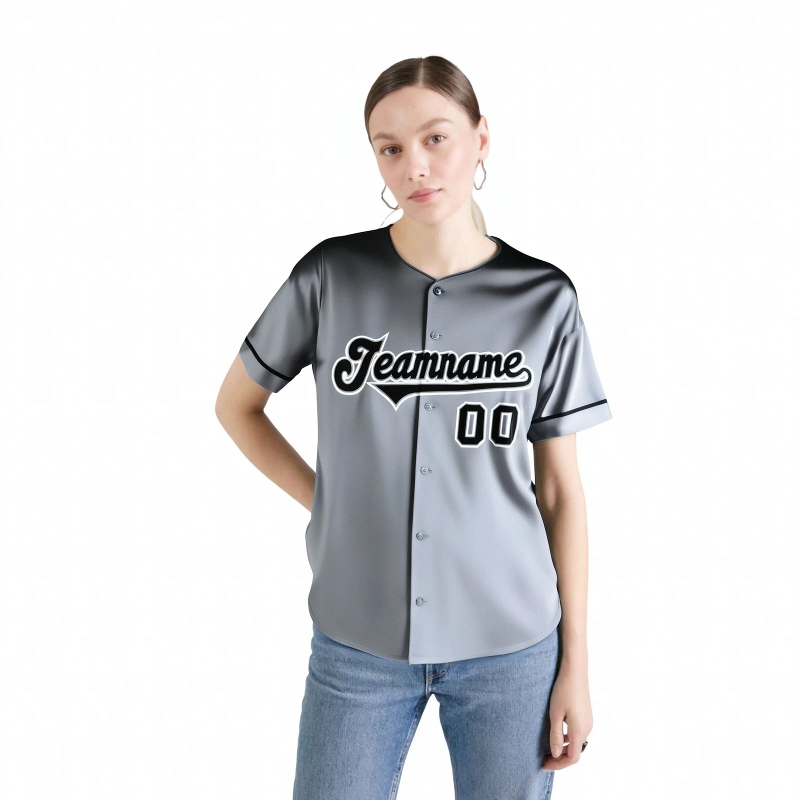 Custom Gray Black Gradient Fashion Design Authentic Baseball Jersey