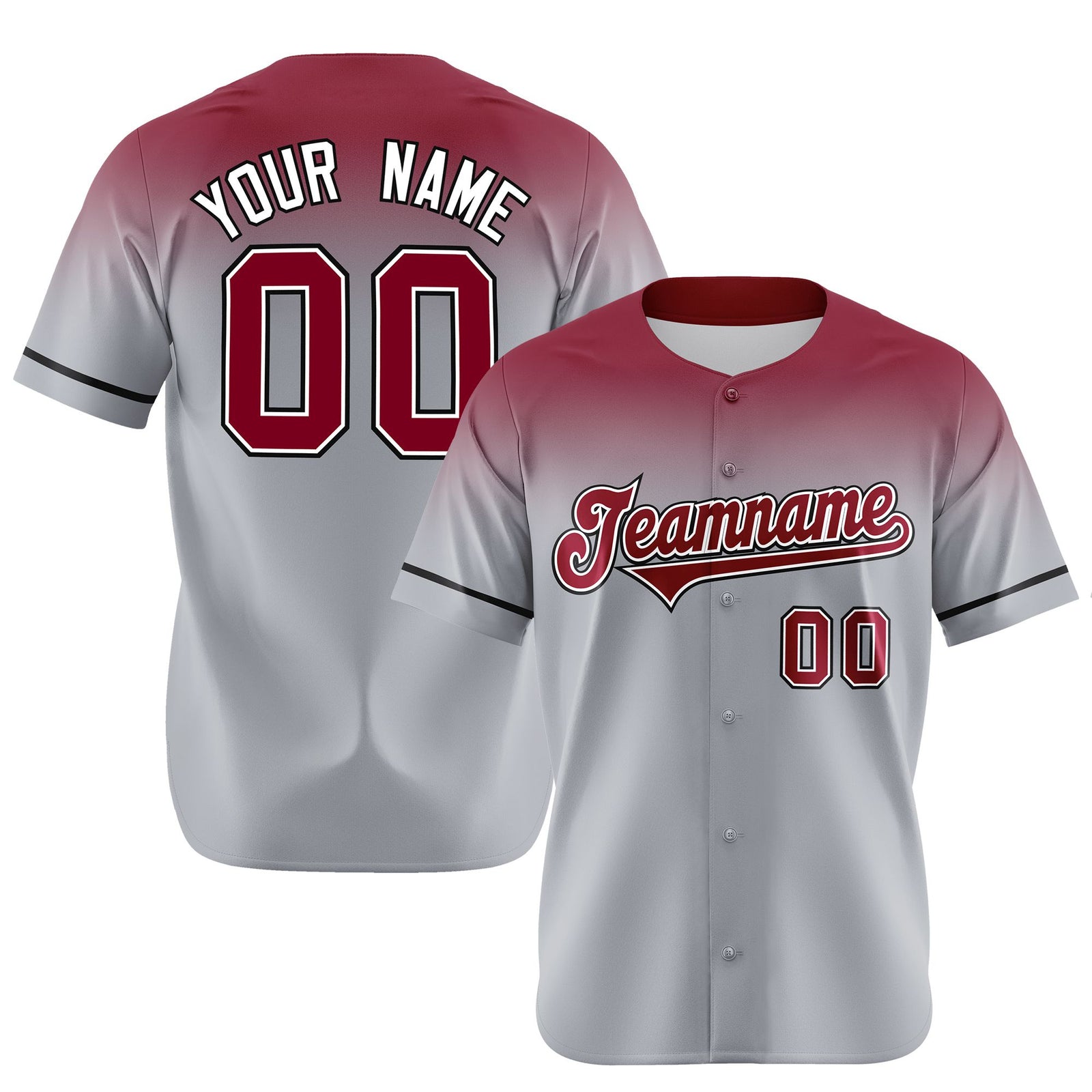 Custom Gray Crimson Gradient Fashion Design Authentic Baseball Jersey
