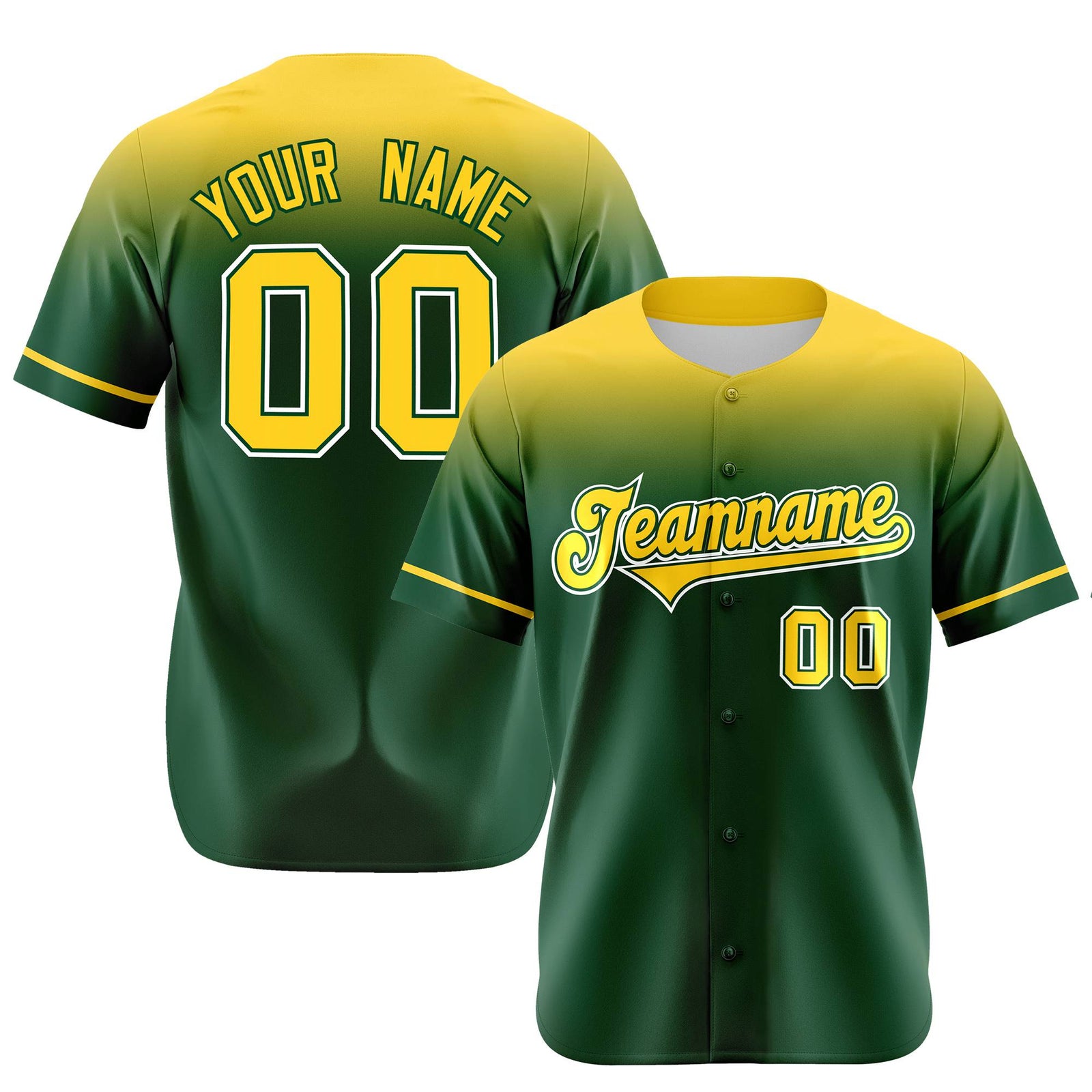 Custom Green Gold Gradient Fashion Design Authentic Baseball Jersey