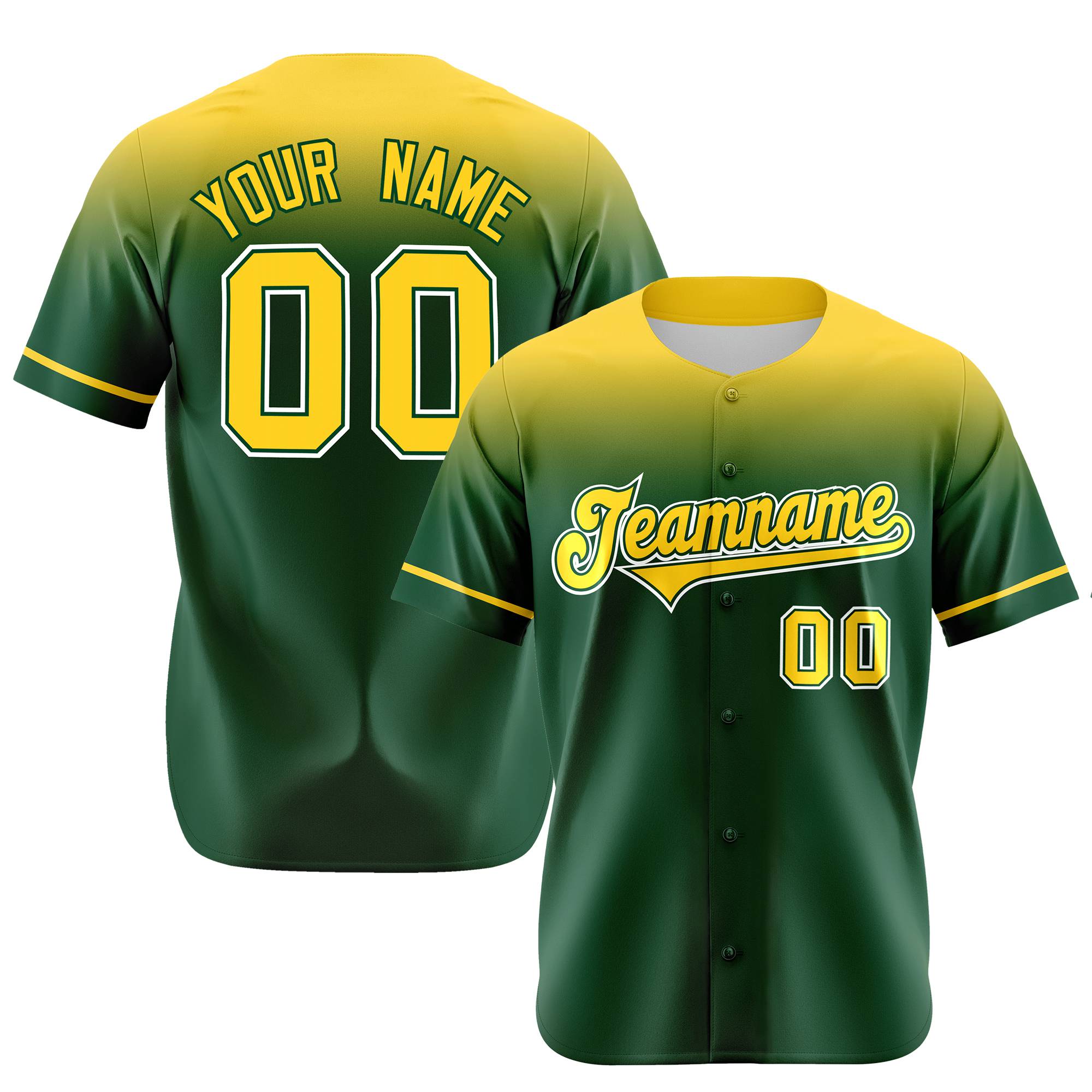 Custom Green Gold Gradient Fashion Design Authentic Baseball Jersey